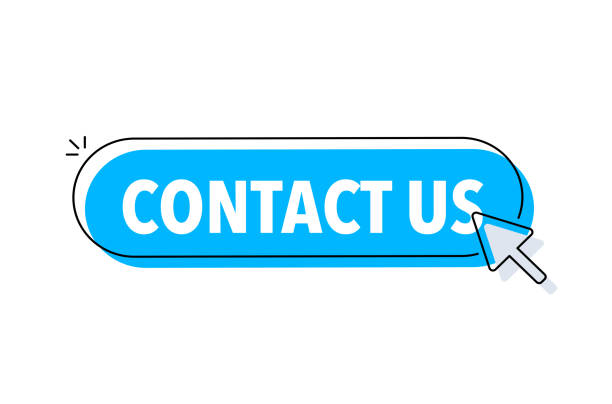 Contact us button with cursor. Pointer click. Vector web button